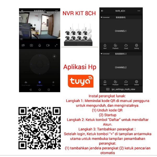 NVR KIT 8CH WIRELESS PAKET CAMERA CCTV 8 CHANNEL 1080P FULL HD