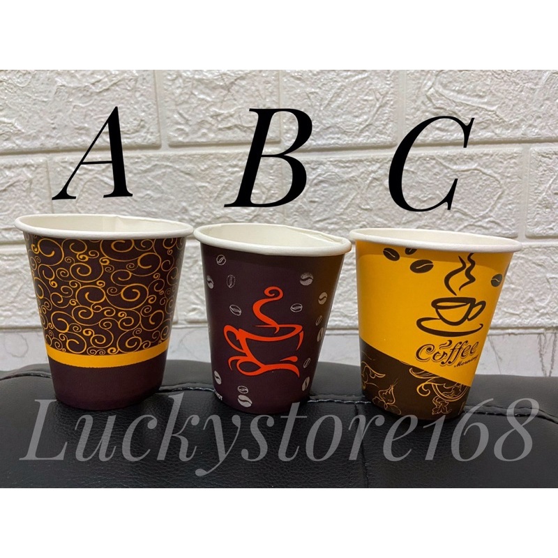 PaperCup Kopi uk 8oz Motif (isi 50pcs) - gelas kertas / gelas kopi / paper cup