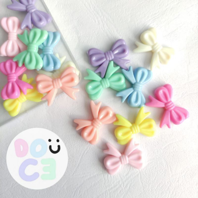 

DIY Cute Colorful Pastel Big Ribbon Beads Bow Parel Manik Bentuk Pita Mote Warna-warni Soft