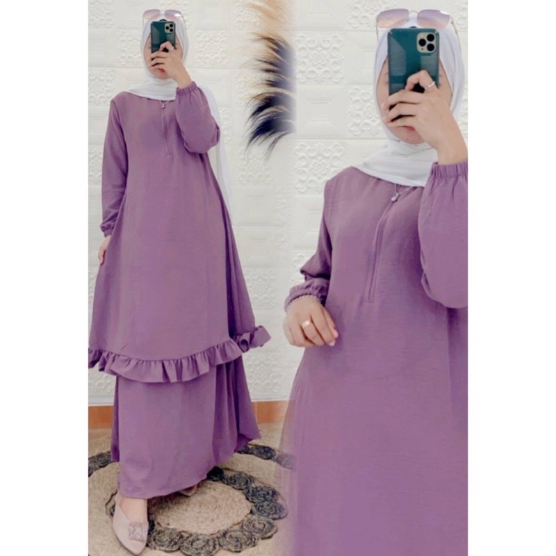 GAMIS MELAYU MALAYSIA REMPEL BAWAH KATUN CRINCLE BUSUI JUMBO PREMIUM TERBARU