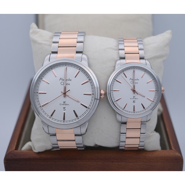 Jam Tangan Couple Alexandre Christie Ac 8556 Kombinasi Original