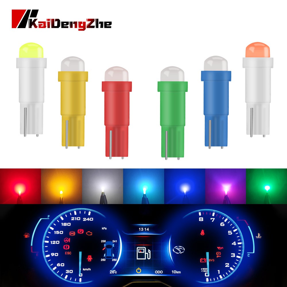 T5 COB LED Ceramic Dashboard Gauge Instrument Ceramic Car Auto Side Wedge Light Lamp Bulb Super Bright Red Green Yellow Blue 12V