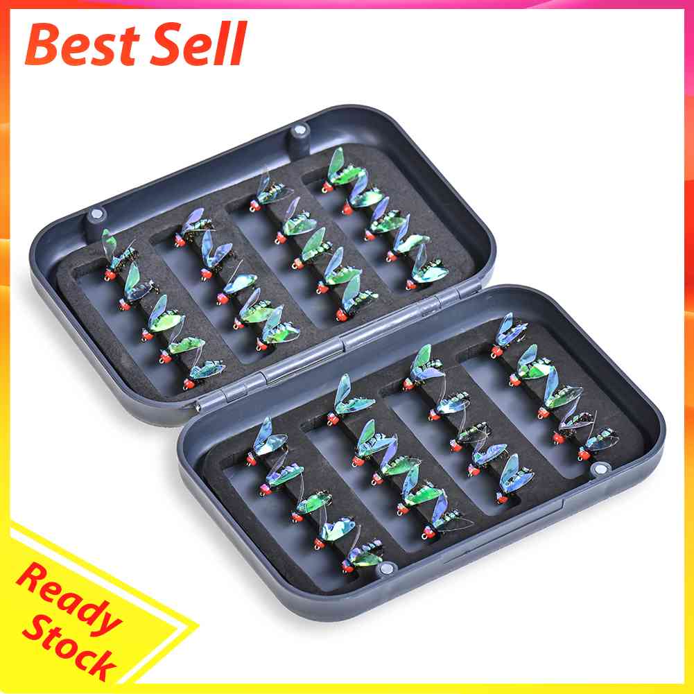 40pcs Bionic Insects Flies Fly Fishing Lures Artificial Bait with Jig Hook