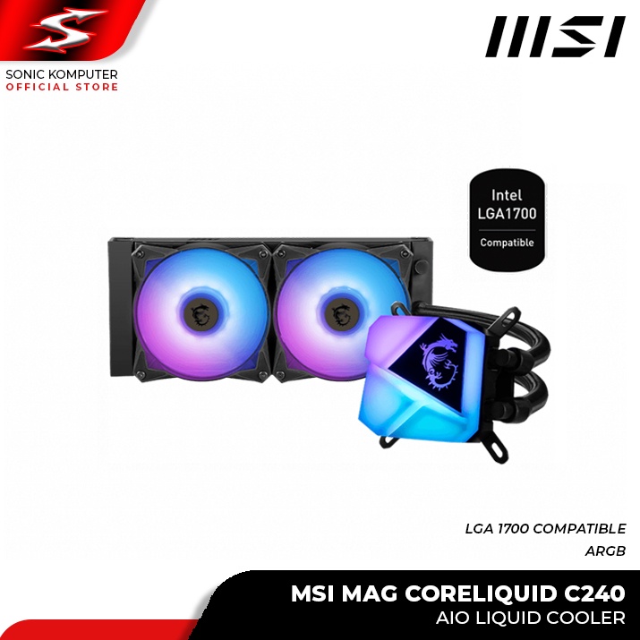 AIO Liquid Cooler MSI MAG CORELIQUID C240 ARGB CPU Water Cooling 240mm