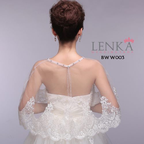 [SIAP KIRIM] AKSESORIS BOLERO LACE RENDA PUTIH PENGANTIN WANITA BWW003