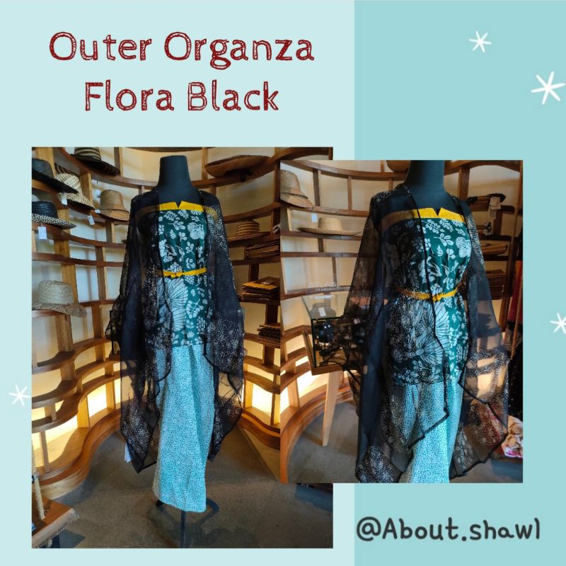 Outer Organza Flora Black Sejauh Mata Memandang