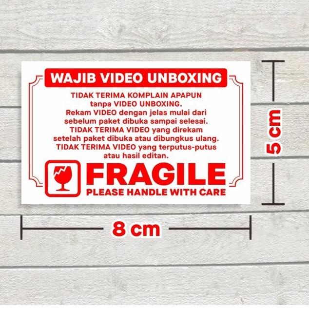 

Trend - Stiker Label FRAGILE Sticker Wajib Video Unboxing 8 x 5 cm 1 Roll/ 500 pcs