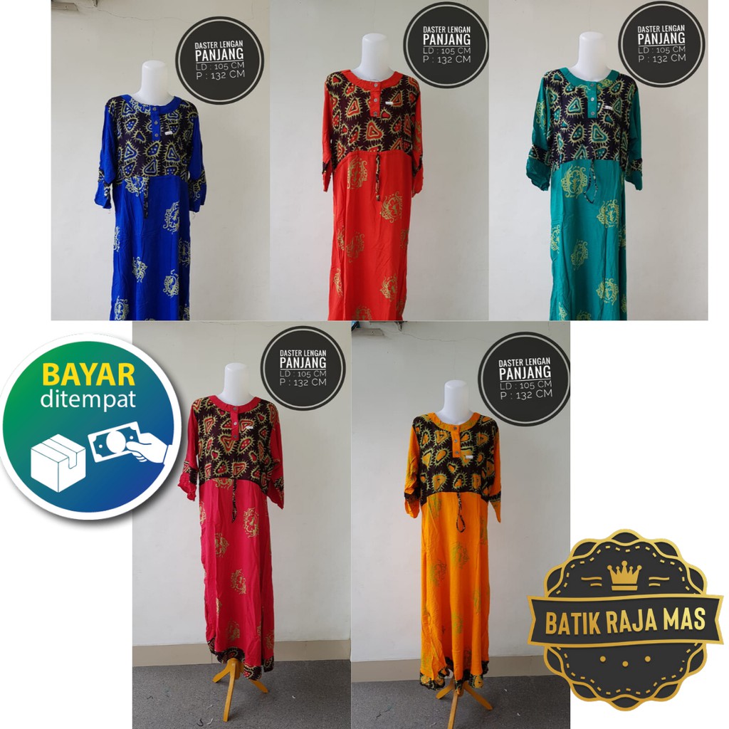 Daster Batik Wanita Remaja Dewasa Lengan Panjang Busui Kancing Depan Home Dress Baju Tidur Rayon Kat