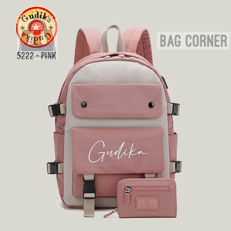 BagCorner - Ransel Laptop GUDIKA 5222 Gratis Dompet Import Original - tas wanita pria cewek - backpa