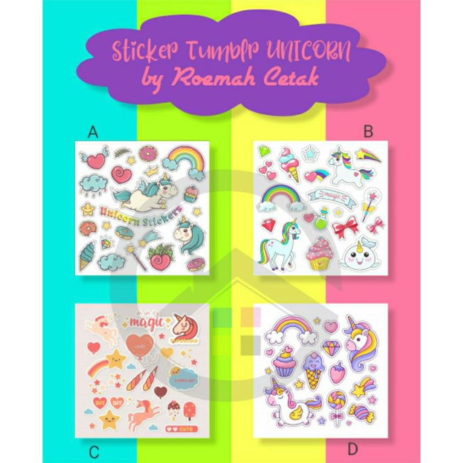 

Sticker bertema unicorn bisa dipasang di hp laptop binder helm