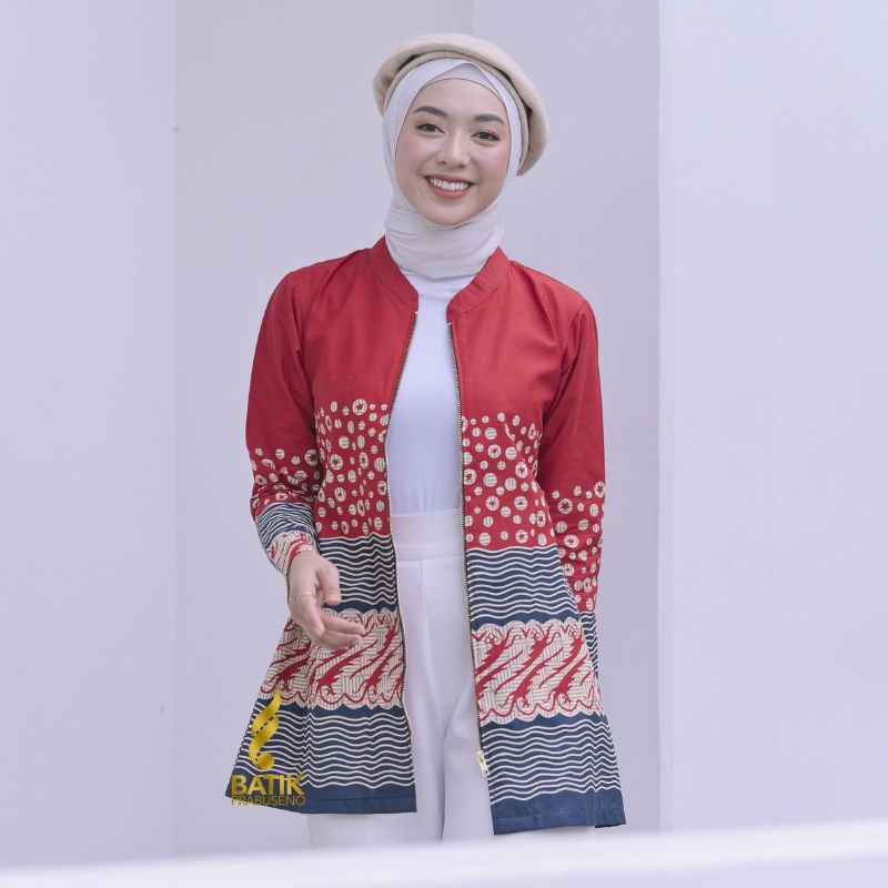 Blouse Zahra Atasan Baju Batik wanita lengan panjang original batik solo