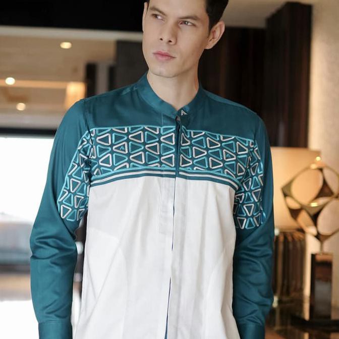 Razzan Tosca baju koko al-achwan lengan panjang - Biru, XL