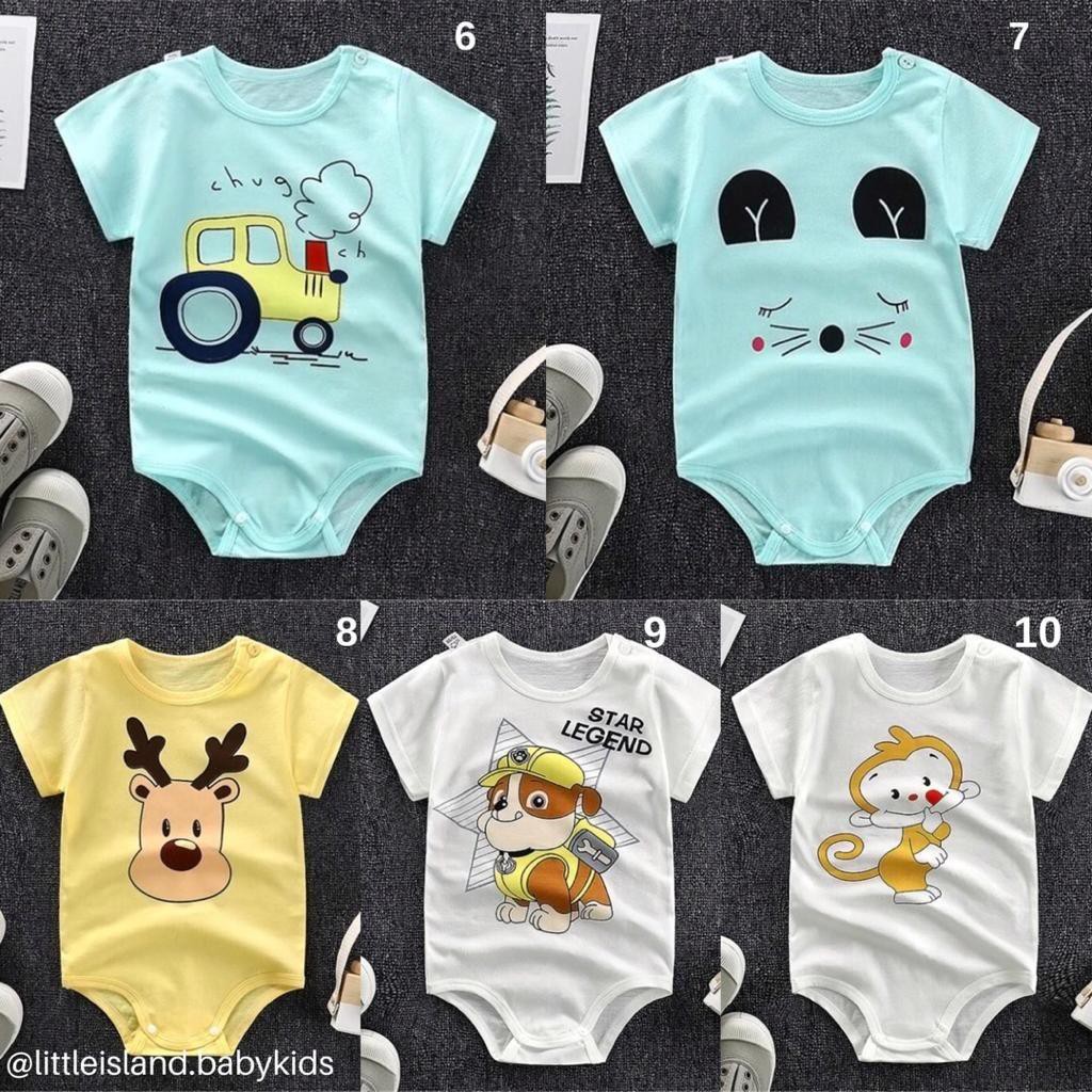 LID9103 - Jumper / Romper / Jumpsuit Anak Bayi / Balita Karakter Lucu dgn kancing pundak bahan katun