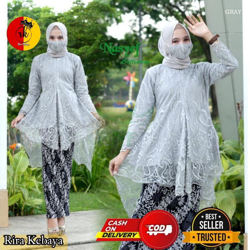 One Set Tunik Mauri Modern Kebaya Wanita Lamaran dan Kondangan Kebaya Wisuda Modern kebaya Seragam Nikahan