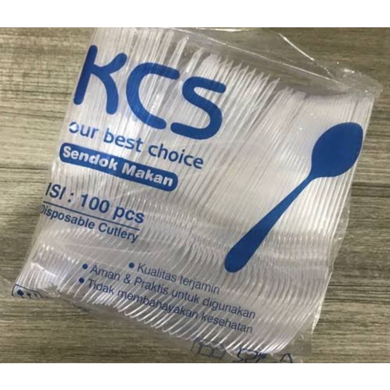 Sendok Garpu KCS (50) plastik Bening Putih Susu hitam warna hitam black merek kcs murah surabaya spoon fork putih