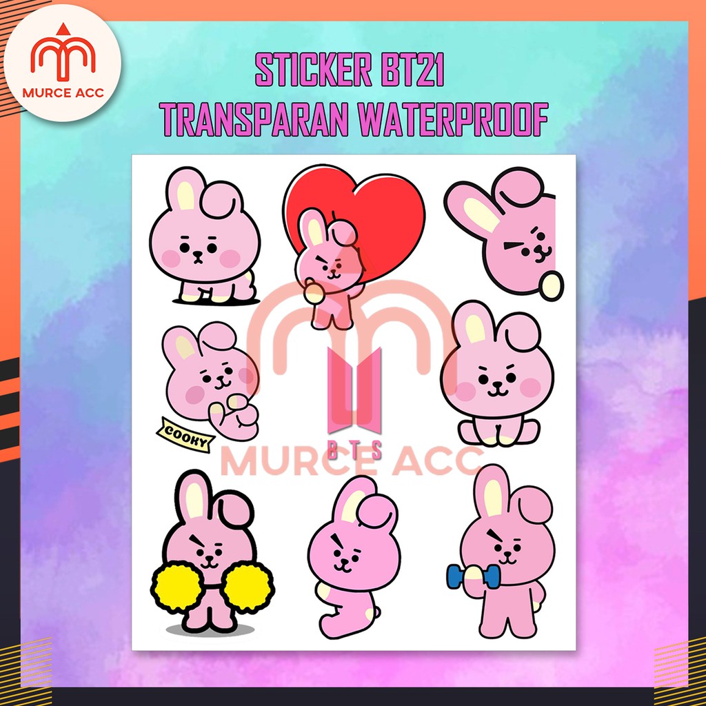 Stiker BT21 BTS Transparan Waterproof KPOP