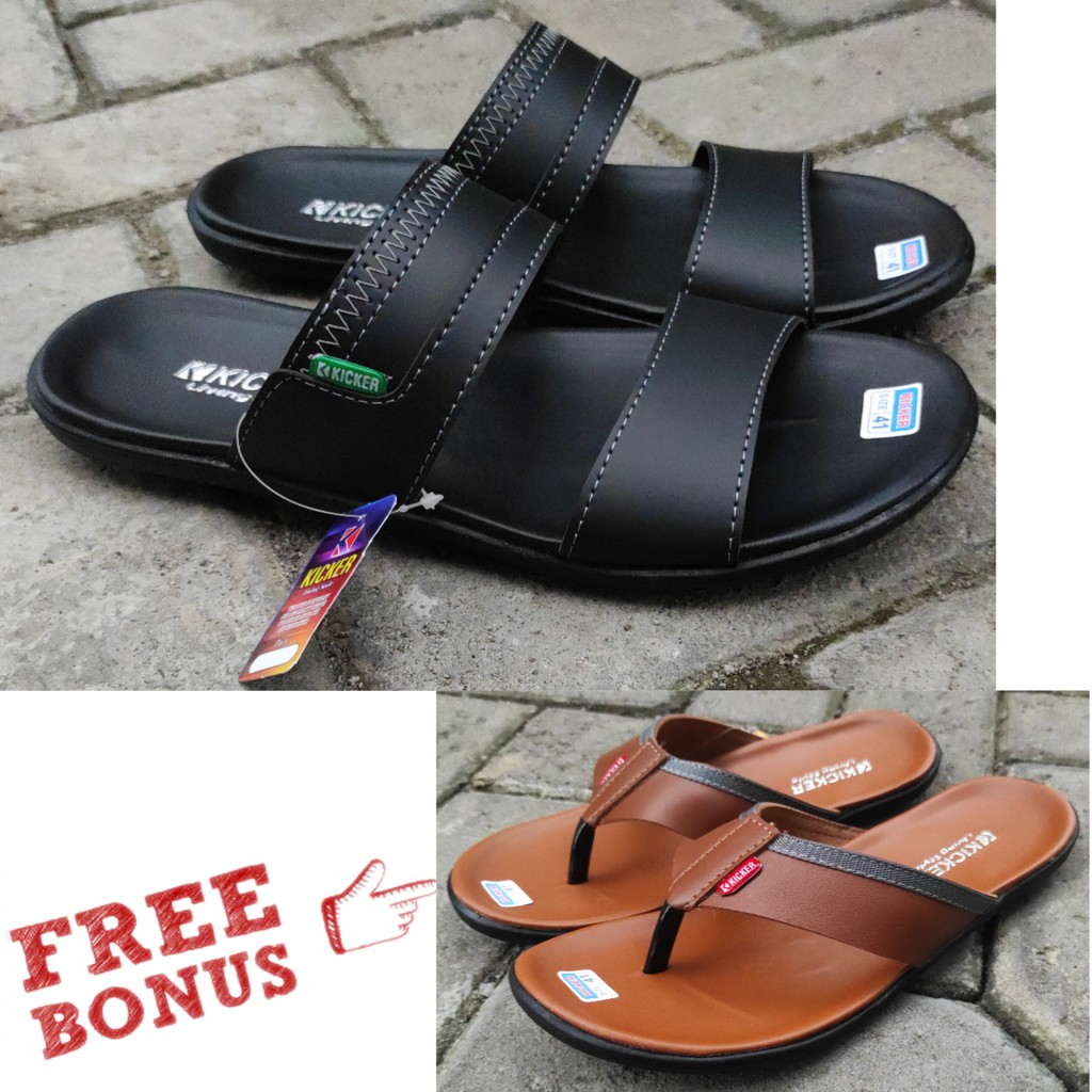 Sandal Pria Sandal Jepit Sandal Kulit Sandal Import Sandal Slop Sandal Murah Original Beli 1Gratis 1-06 HT---