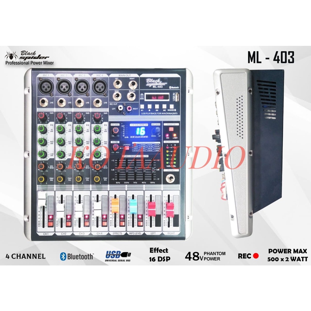 POWER MIXER BLACKSPIDER ML403 1000 WATT ORIGINAL BLACK SPIDER ML 403