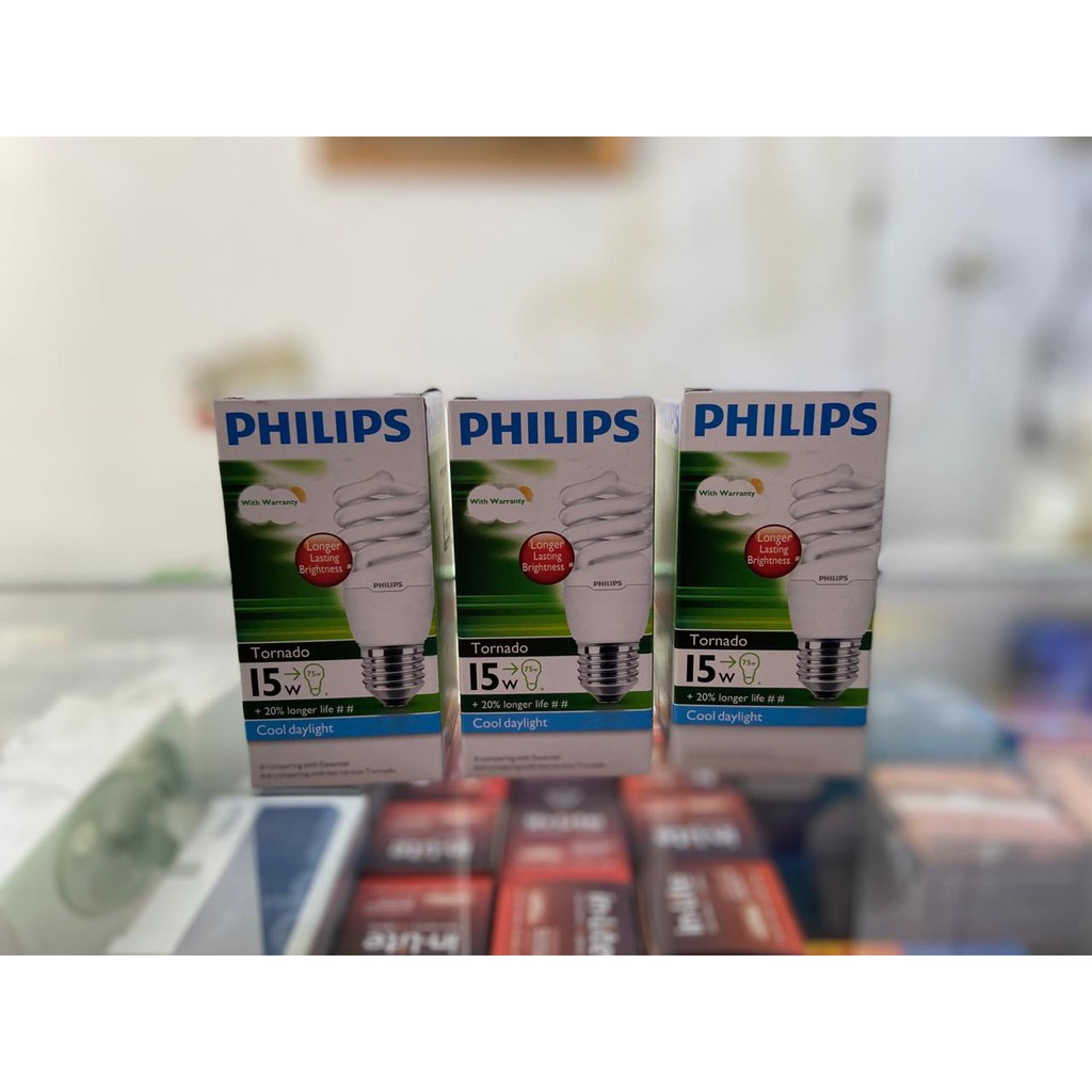 PHILIPS (BUNDLING 3 PCS) LAMPU TORNADO 15 WATT WW - CDL