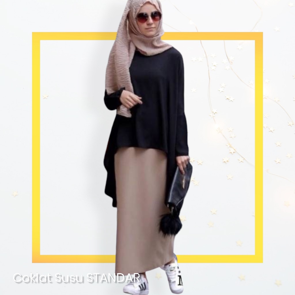 Rok Kantor Span Scuba Panjang JUMBO / Rok Kerja / Rok Pencil Scuba / Rok Span Maxi Skirt-Coklat Susu