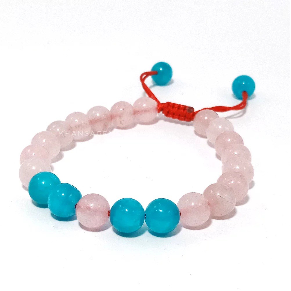 GELANG BATU ROSE QUARTZ 01 DIM 8MM MODEL TALI SHAMBALA AKSESORIES PERHIASAN GELANG AKSESORIES FASHION