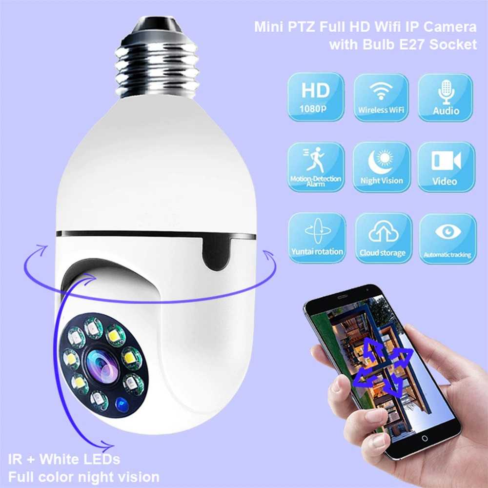 CCTV IP Camera Auto Tracking 1080P E27 Wireless Tanpa Kabel Bohlam Dual Light Yunyi YY012