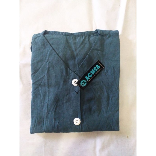 BAJU GAMIS RAYON POLOS TERBARU MODEL KEKINIAN FULL KANCING-Blue denim