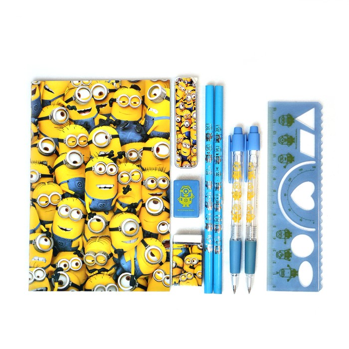 

tulis-alat-paket- minion paket alat tulis anak original 9 pcs stationery set dm-vsst103 -paket-alat-