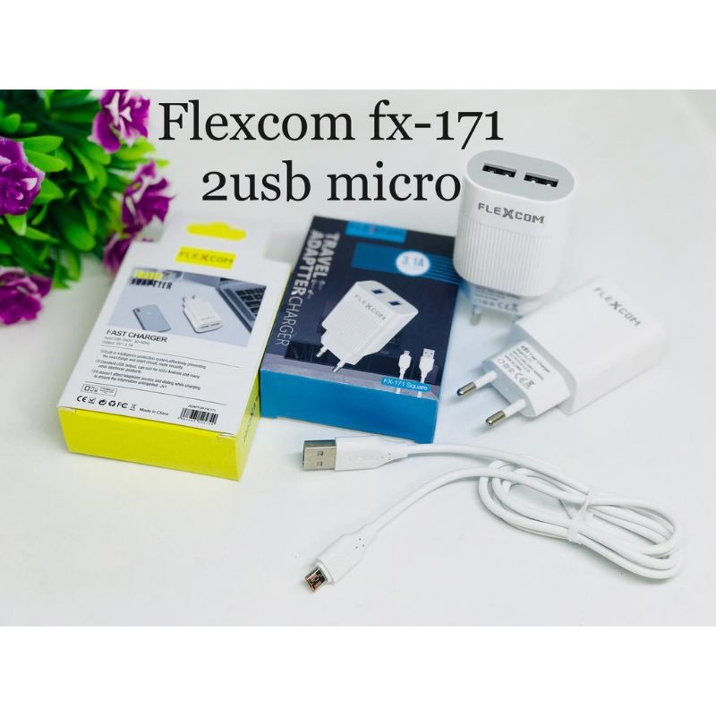 Charger Flexcom FX-171 2usb Casan Flexcom 2usb 3.1A Original Fx-171