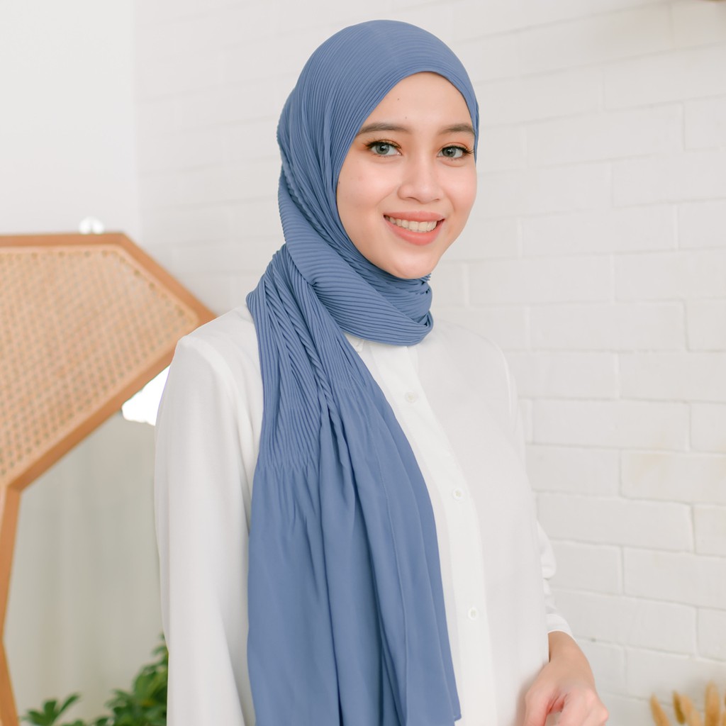 Lozy Hijab - Bawal Pleats Shawl ( Pashmina Plisket )-Denim
