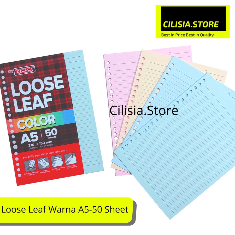 

Loose Leaf Isi Binder Warna Bigboss A5 Isi 50 Lbr / Kertas File A5