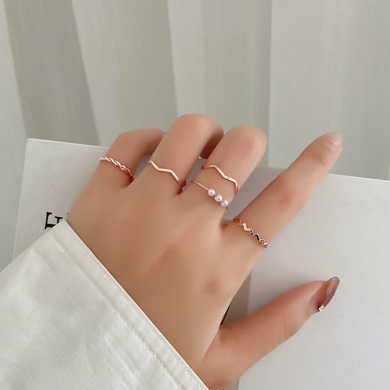 5pcs / Set Cincin Lapis Emas / Silver Gaya Korea