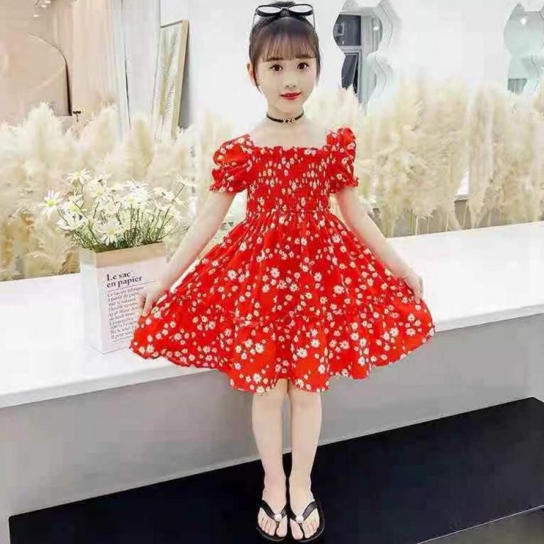 Dress Anak Perempuan Import Kekinian Korean Style 5 Sampai 9 Tahun / Dress Smoke Anak Cewek Import C
