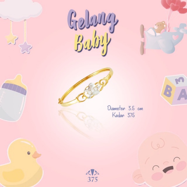 GELANG BAYI VARIASI KURA2 / TURTLE EMAS ASLI COCOK UNTUK KADO BAYI