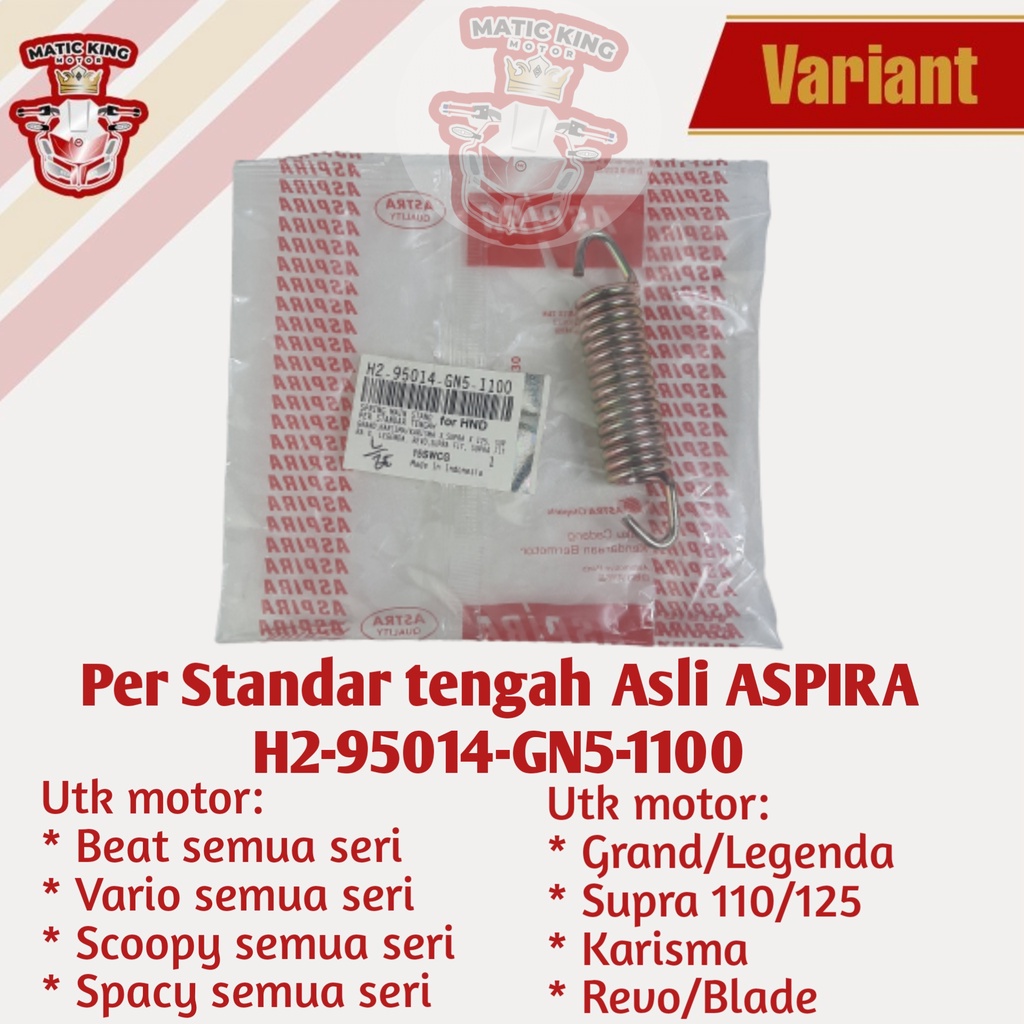 Per standar samping tengah 2 Beat Vario Grand Supra Karisma 110 125 150 Asli ASPIRA H2-95014-KEH-1100