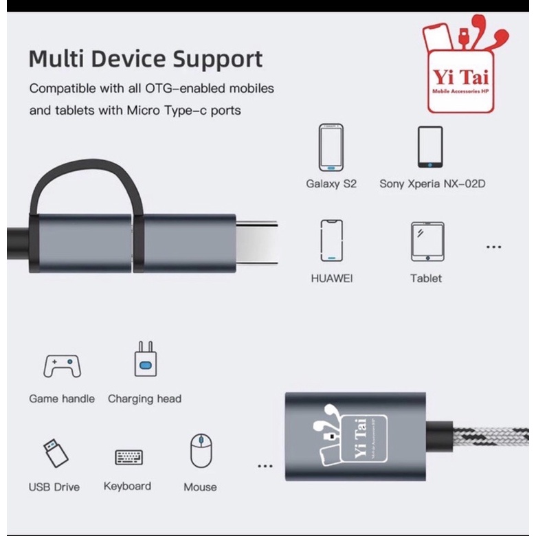 OTG 2 IN 1 YI TAI YT-21 OTG KABEL  2IN1 MICRO USB TYPE C FAST TRANSFER DATA - BENUA DUNIA