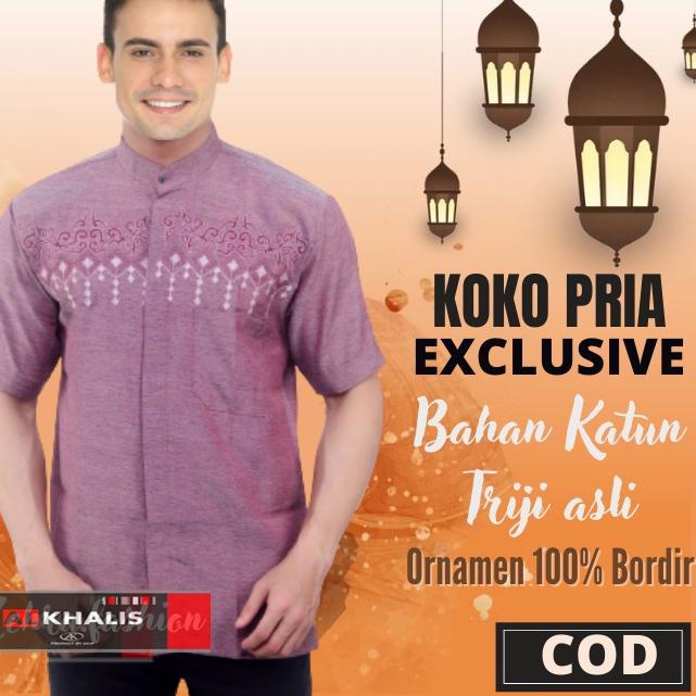 Modern.. Baju Koko Pria / Baju Koko Dewasa / Baju Muslim Pria / Pakaian Muslim Pria Alkhalis