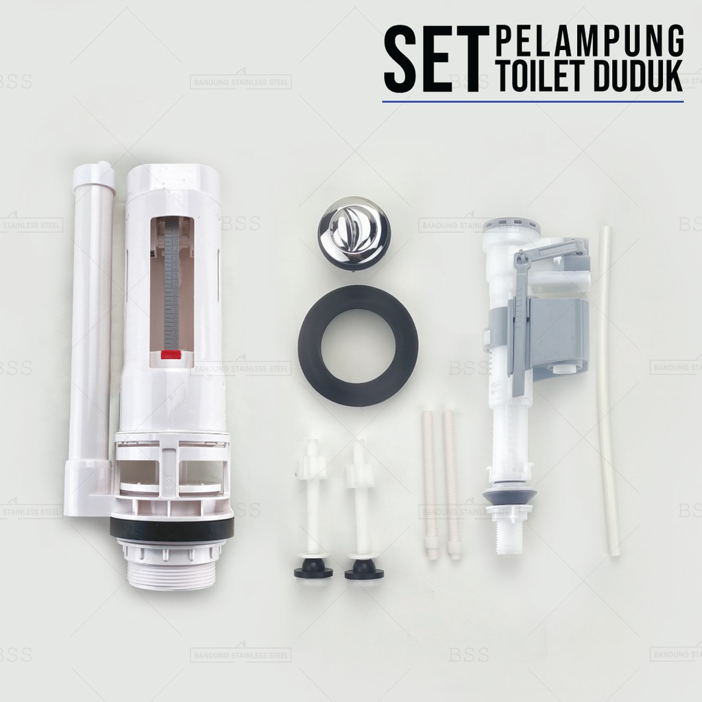 Paket Pelampung Kloset Set Komplit Bahan ABS Toilet Duduk Monoblok Model Tombol Pencet Flush