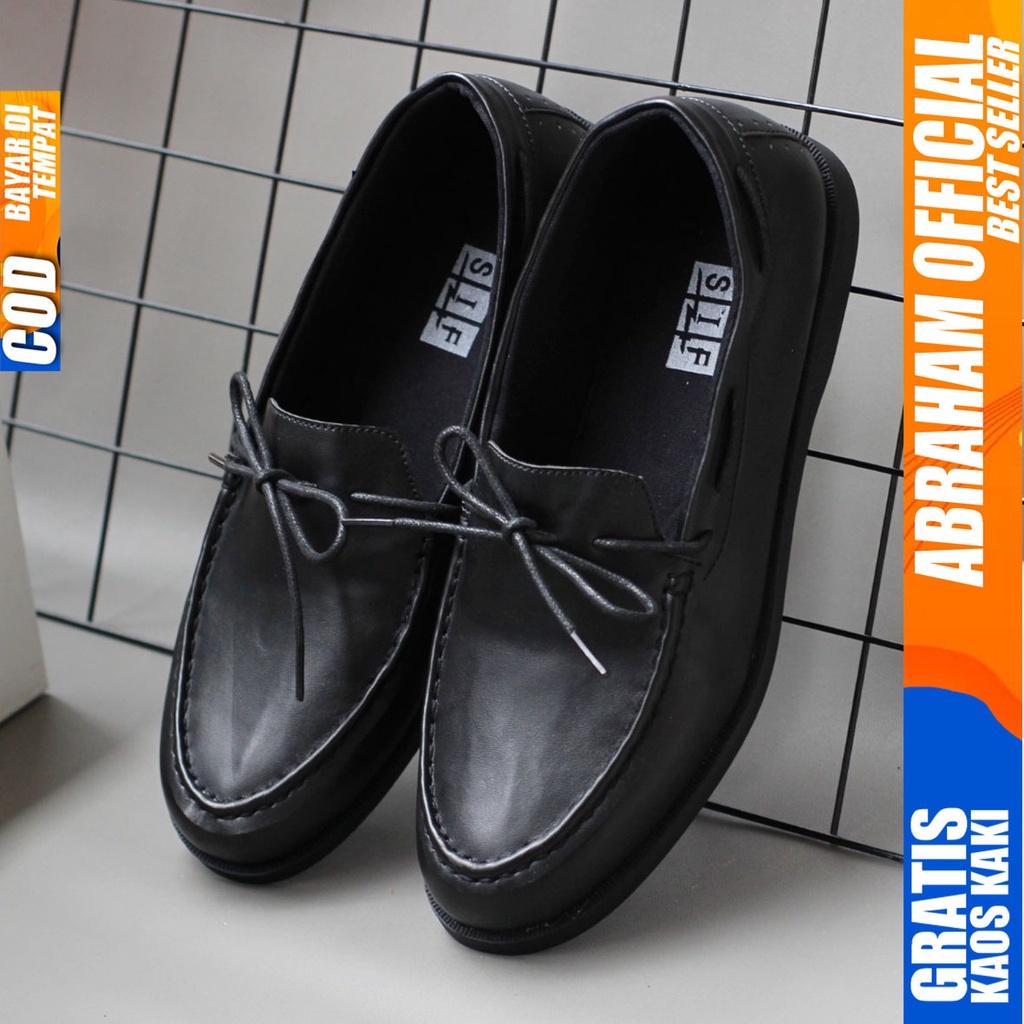 ABRAHAM Elbrow Sepatu Formal Casual Pantofel Kerja Hitam- Coklat