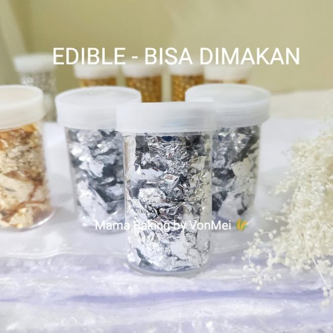 

Edible Sprinkle Kertas Gold / Silver Leaf Emas Silver Cake Topping kcl TERMURAH Kode 456