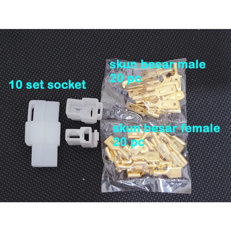 Socket mobil pin besar 1pin - 2 pin - 3pin - 4pin - 6pin - 8 pin kecil 10 set - connector skun motor soket - konektor