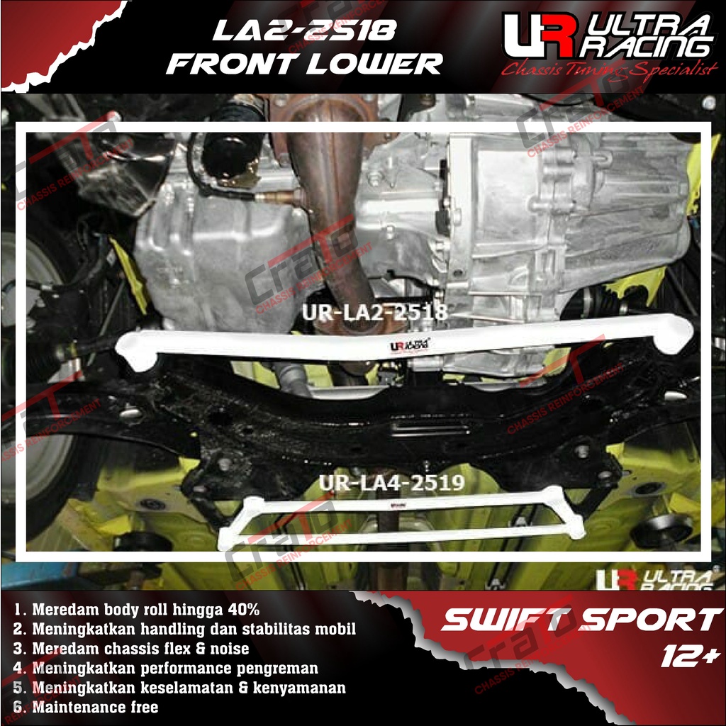 Aksesoris Stabiliser ULTRA RACING Safety Bar - Front Lower Bar 2 Points - Suzuki Swift Sport 12+ - L