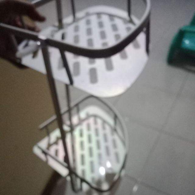 [ Bisa Cod ] Rak Sudut Dinding Toilet Kamar Mandi Aluminium 2 Tingkat