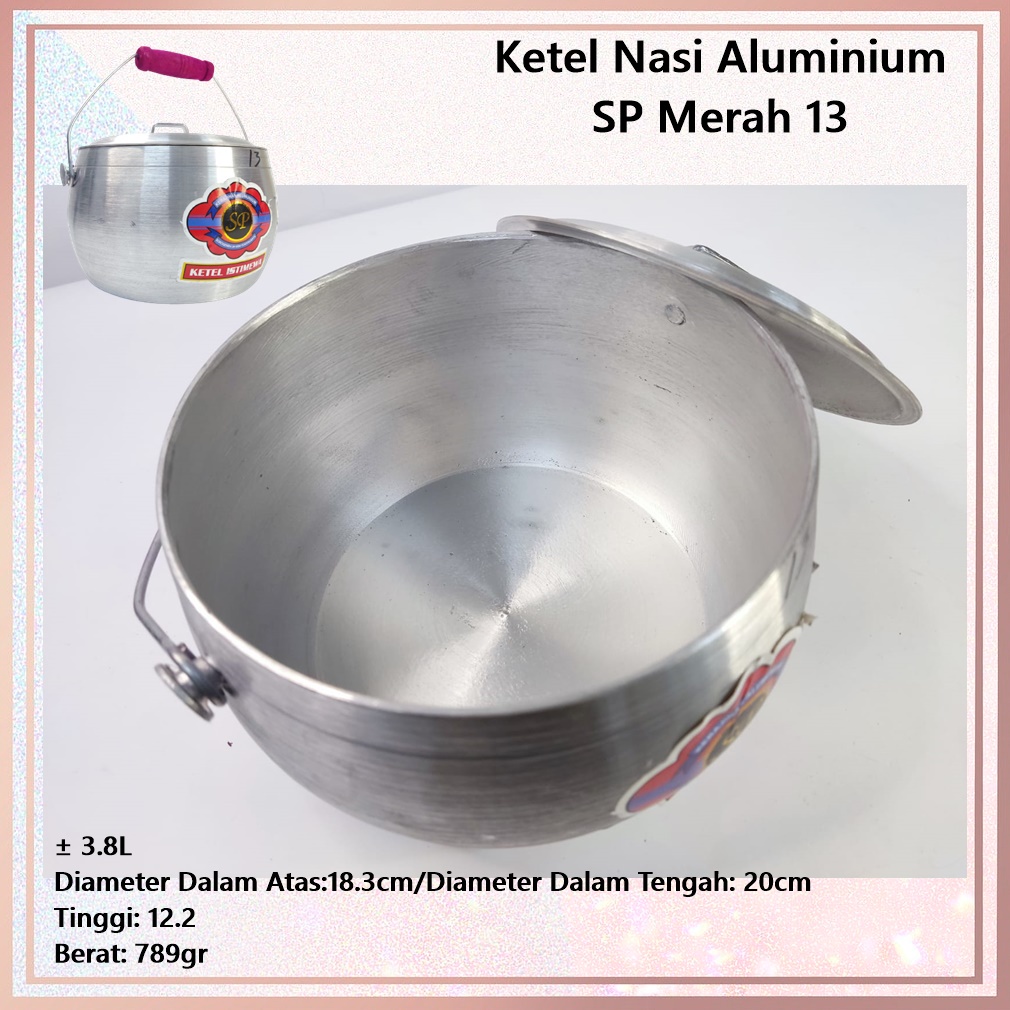 Ketel/Kastrol/Periuk Panci Nasi Liwet  Aluminium SP Merah 13 ± 3.8L