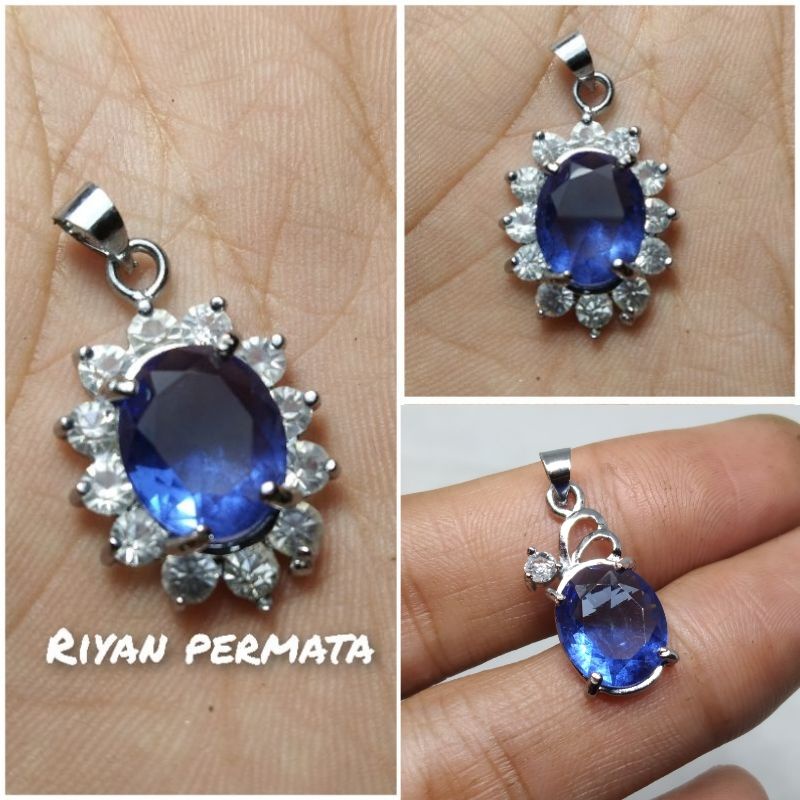 Liontin cewek batu permata blue safir