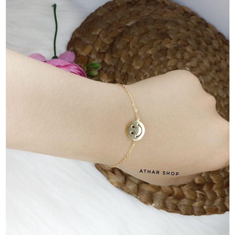 athar shop|| gelang titanium wanita anti karat smile bulan bintang love hati rantai sisik ular