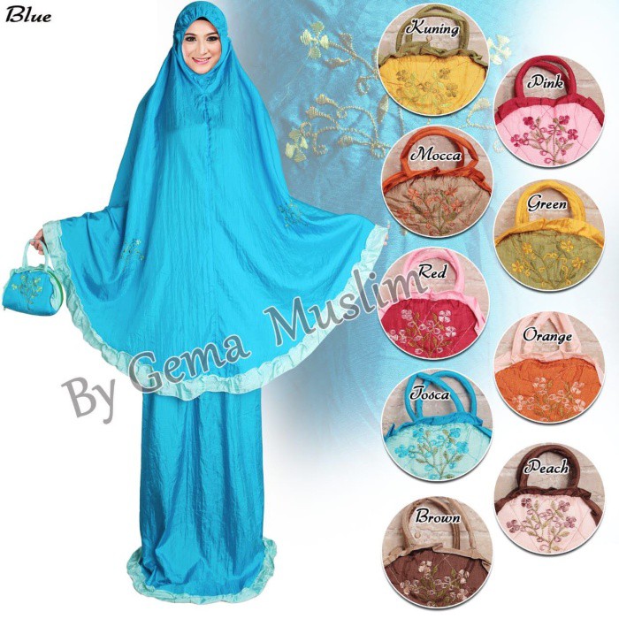 Jumbo Travelling Mukena Bordir Halus Lembut Adem Best Seller AK584 Mukena Parasut Al Lenna