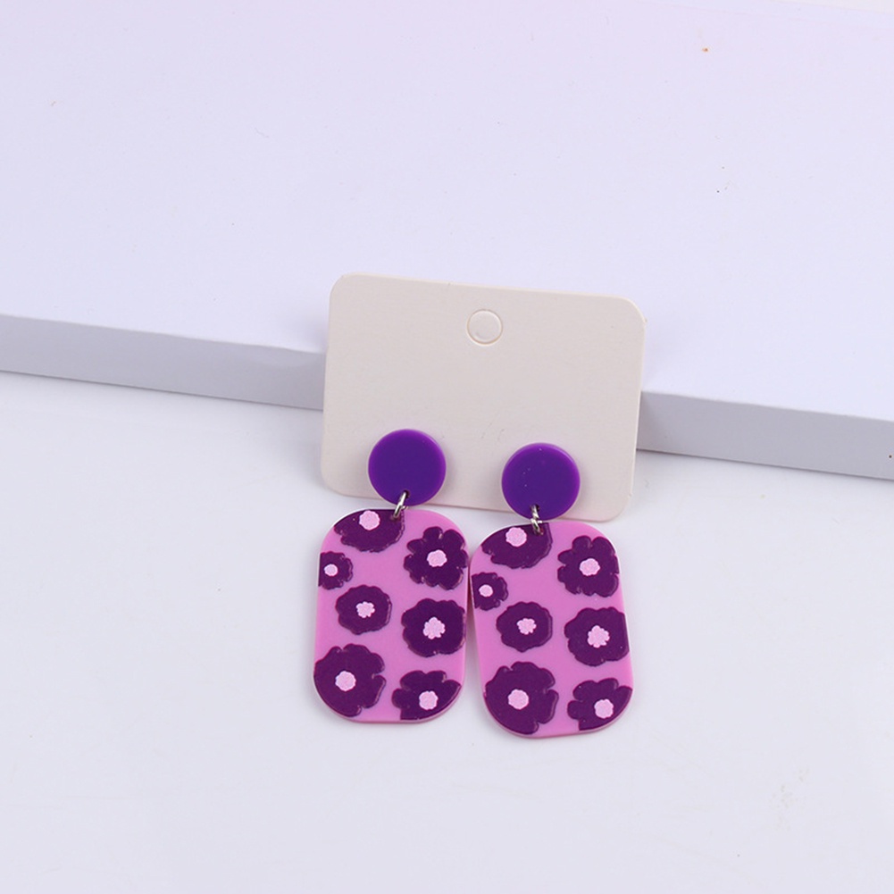 Anting Tusuk Gantung Bahan Akrilik Desain Emboss Geometri Warna Kontras Untuk Wanita