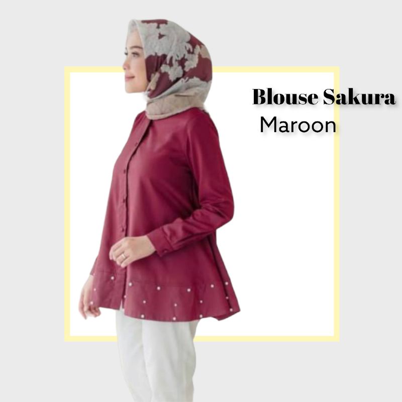 Atasan Blouse Wanita Sakura Blouse Muslim Fashion Wanita Terlaris-Maroon