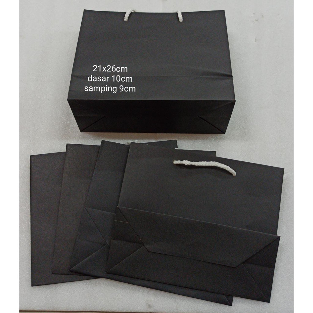 

Paper bag hitam polos 5pcs tas kertas polos bertali tas kantong